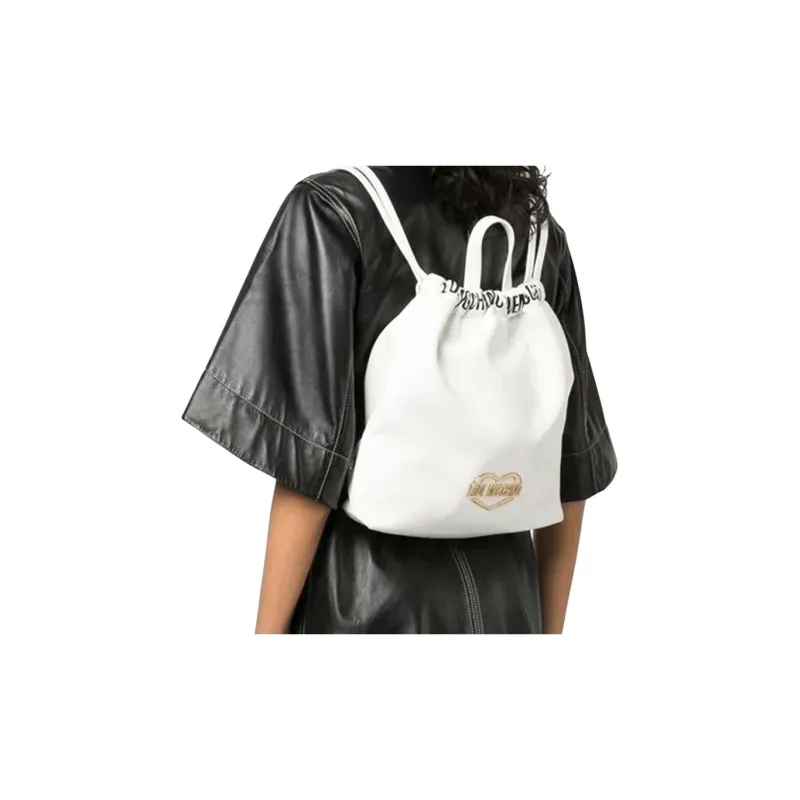 LOVE MOSCHINO Polyurethane Bucket Bag Backpack Women's White-5