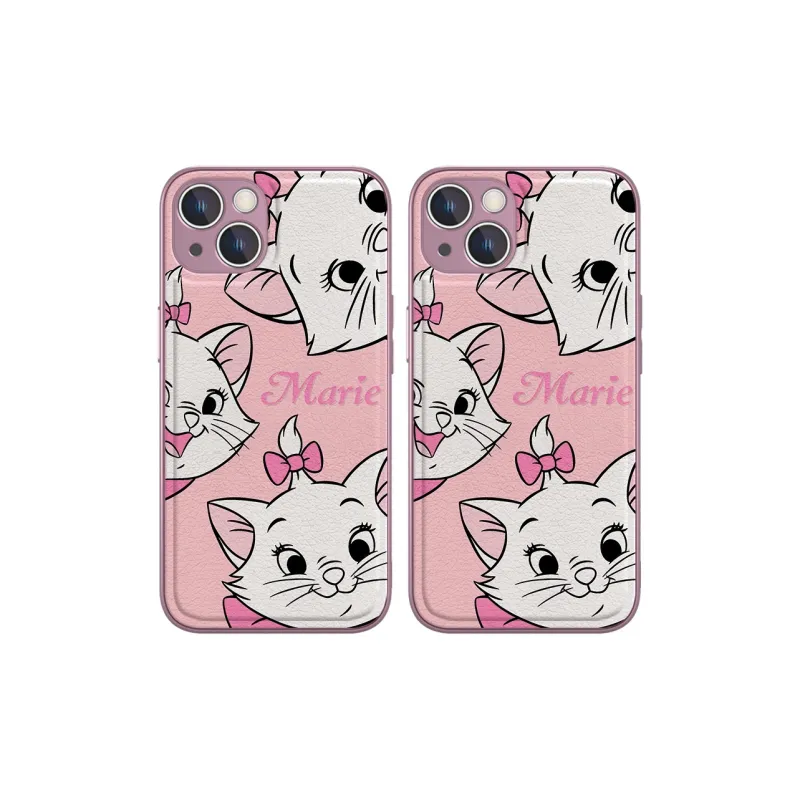 Disney Leather Material Marie Cat Pattern Phone Cases Applicable For Iphone11/12/13/14/15/Plus/Pro/ProMax-2