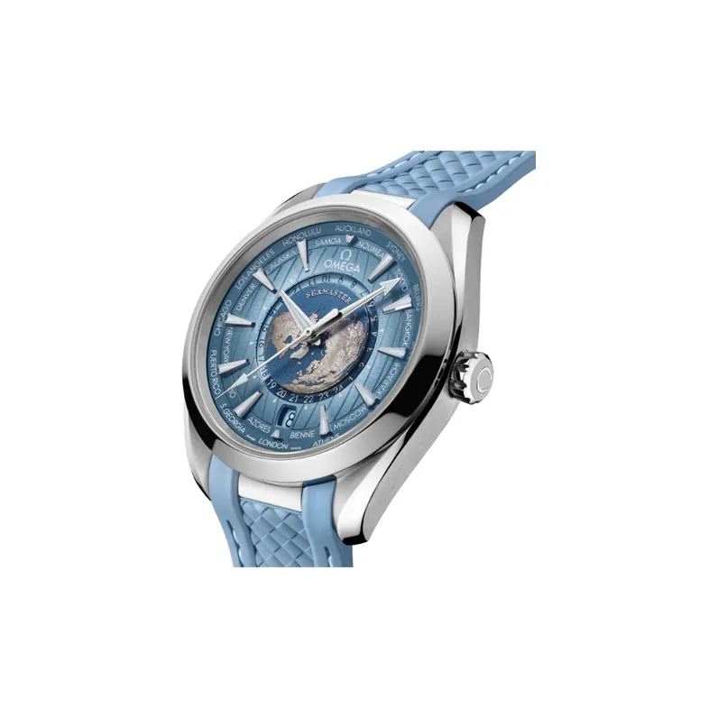 OMEGA AQUA TERRA 150 Meters Automatic Mechanical Movement Men's Watches Watch 43mm Blue Dial Steel Case Rubber Strap-2