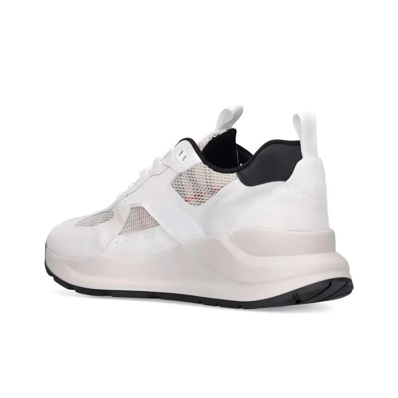 Burberry Logo Print Leather Suede And Check Mesh Sneakers Archive Beige White Women's-4