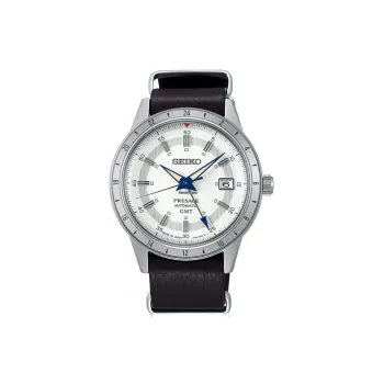 SEIKO Automatic Mechanical Movement Leather Watch Bands Watch Men's Watches White Dial