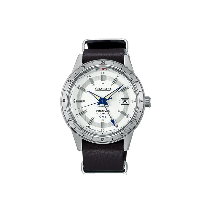 SEIKO Automatic Mechanical Movement Leather Watch Bands Watch Men's Watches White Dial-0