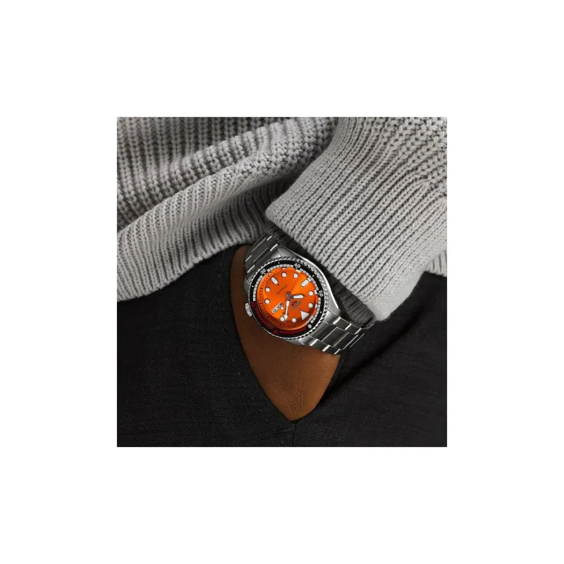 SEIKO Mechanical Movement Watch Men's Watches Orange Watch Dial SBSA215-4