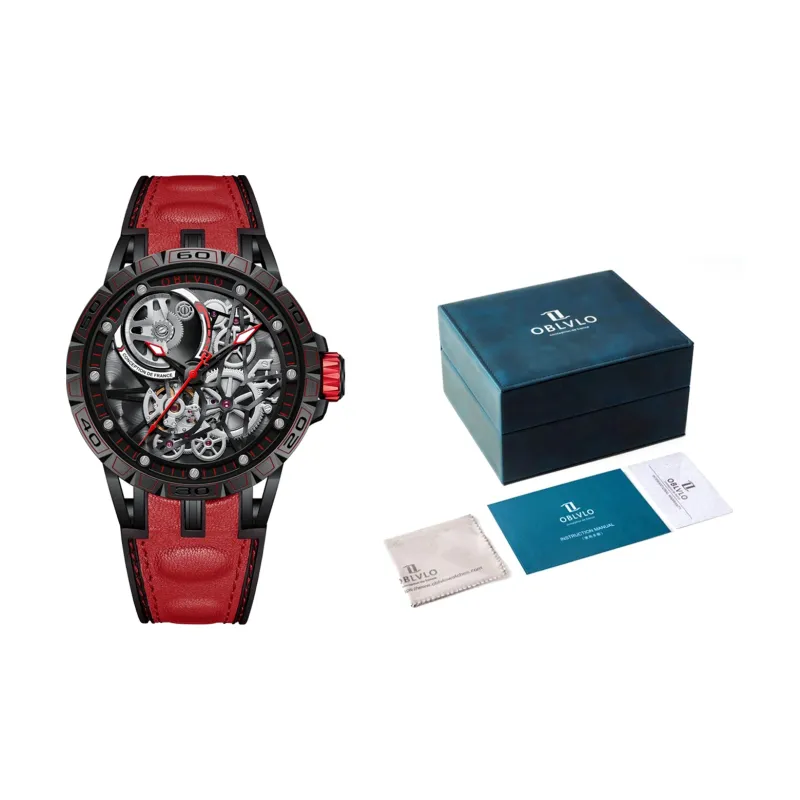 OBLVLO Automatic Mechanical Movement Watch Men's Watches Black Dial-1