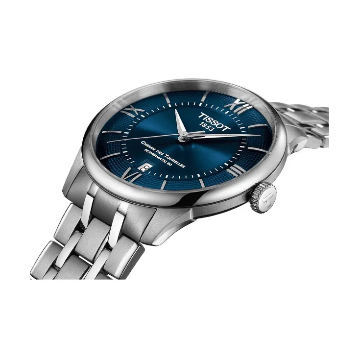 TISSOT Automatic Mechanical Movement Unisex Watch 39mm Blue Dial Stainless Steel Case Stainless Steel Watchband-1