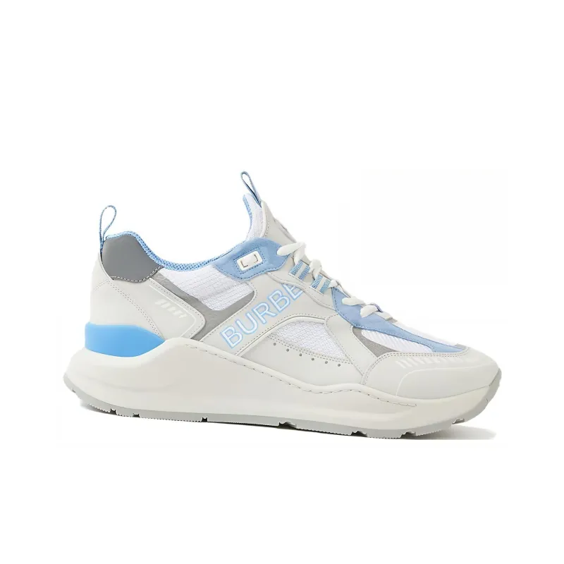 Burberry Slip Resistant Low Top Casual Shoes Men's White Blue-1