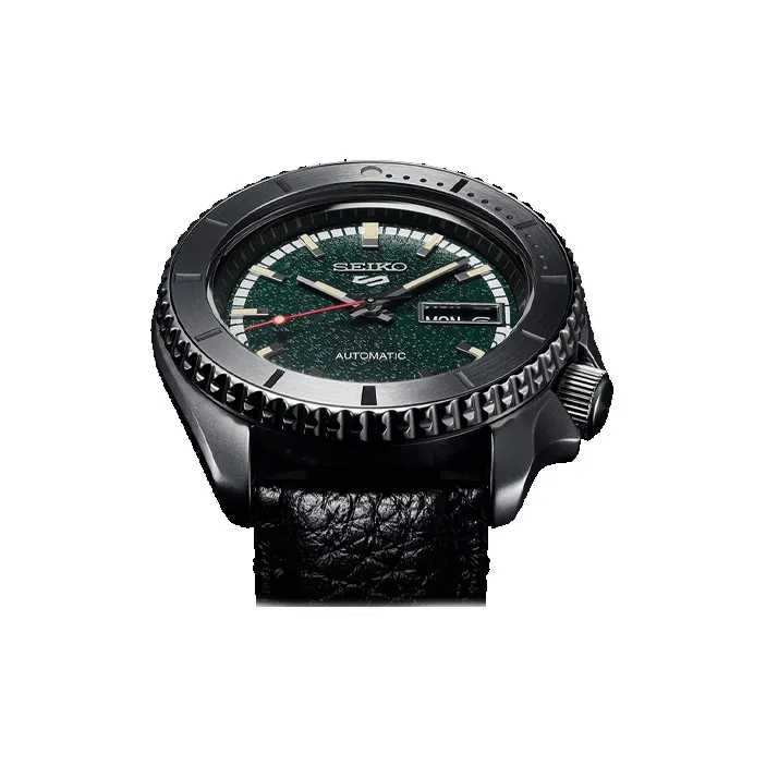 SEIKO Mechanical Movement Cowhide Strap Watch Men's Watch Green Dial-1