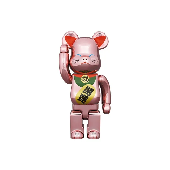 Bearbrick X Medicom Toy Maneki Neko Good Luck Peach Gold Plated-2