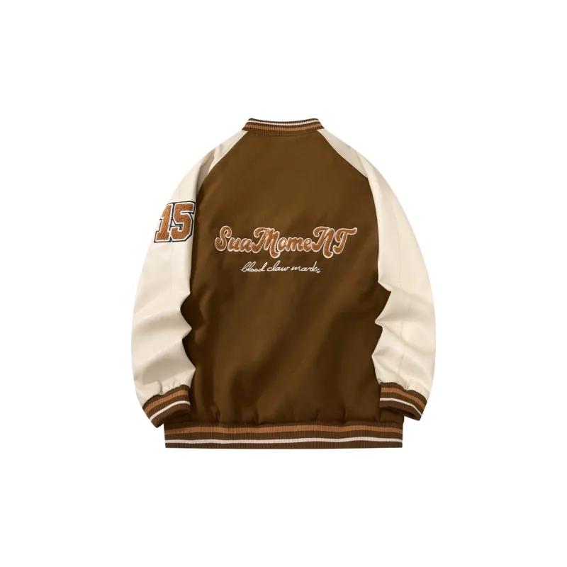 Suamoment Fall Trendy Brand American Baseball Jacket Unisex-5