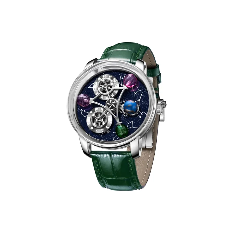 HAEMMER Automatic Mechanical Movement Genuine Leather Strap Men's Watches Cut Out Dial-9