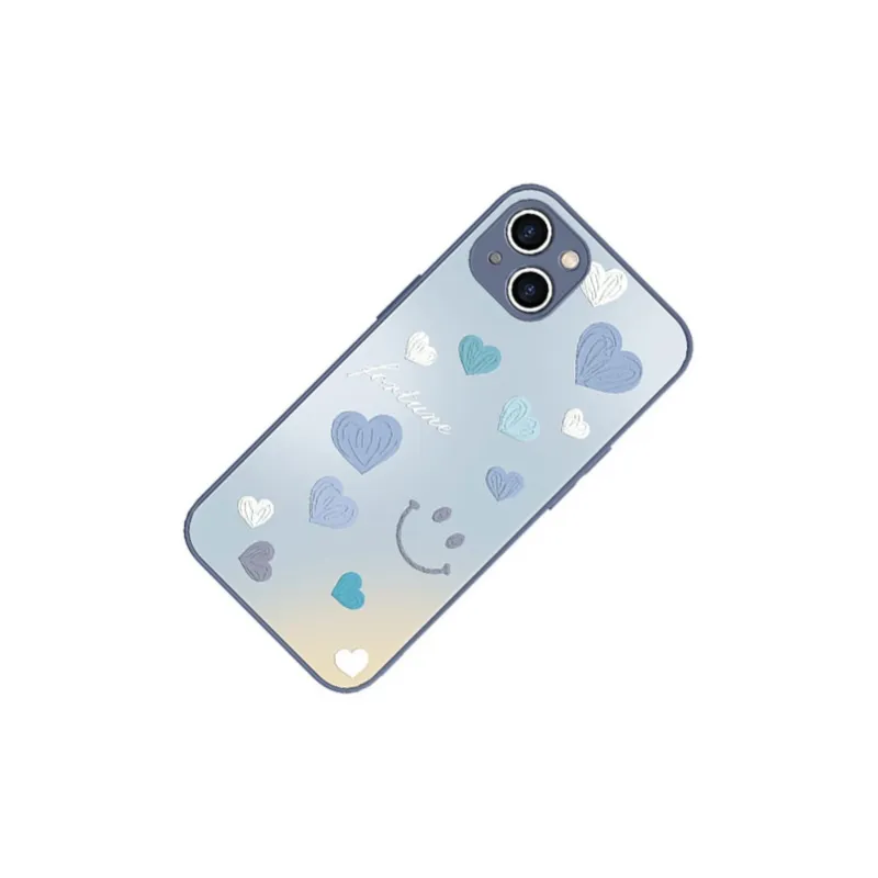 MSMF Matte Material Gradient Heart Smiley Face Phone Cases Compatible With Apple 16/15/7/8/11/12/13/14/X/SEries-1