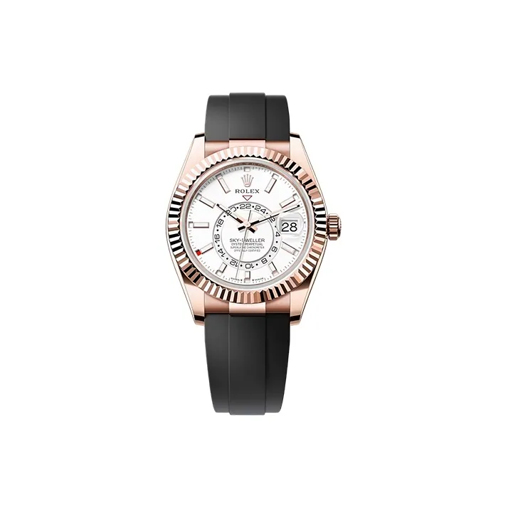 ROLEX Sky Dweller Men's Watches Watch Automatic Mechanical Movement 42mm White Dial 18K Rose Gold Watch Case-0