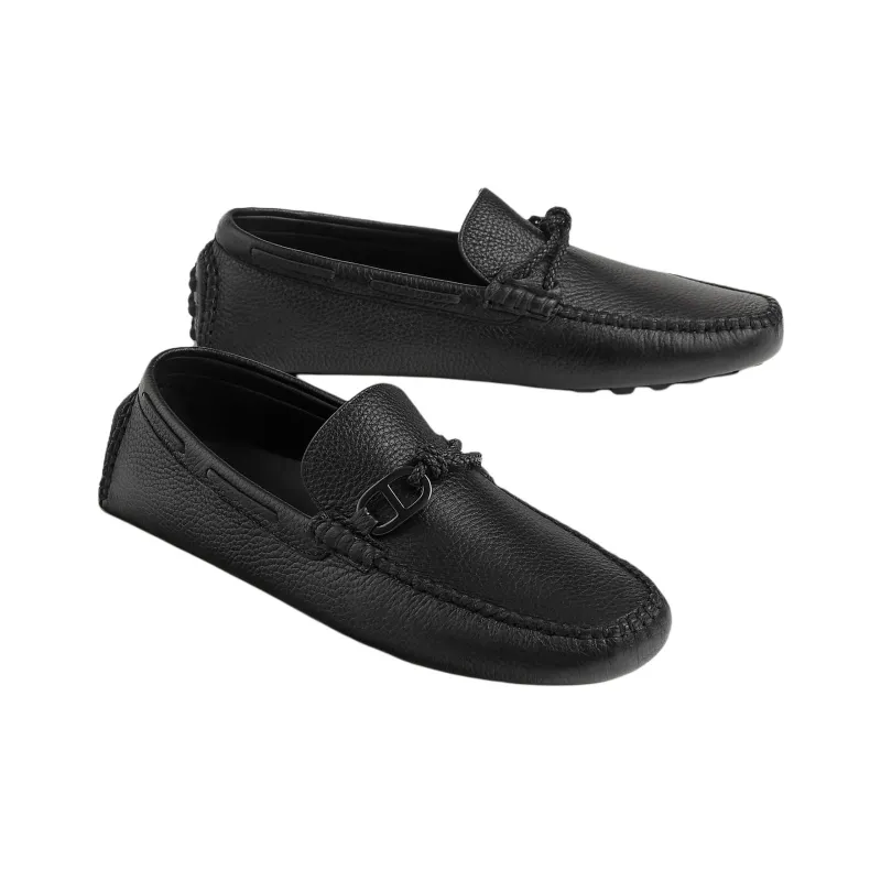 HERMES Alessandro Beanie Shoes Men Black-2