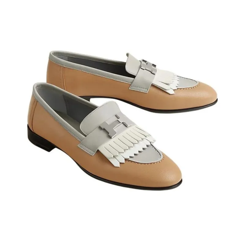 HERMES Royal Loafers Women's Brown-4