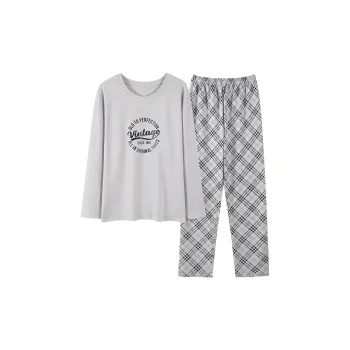 Herbal Primer Pajama Set Men Light Gray