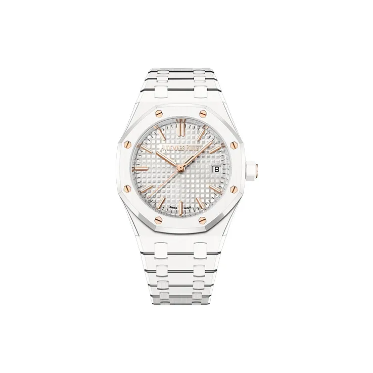 AUDEMARS PIGUET ROYAL OAK Collection Automatic Mechanical Movement Women's Watch 34mm Silver Dial Ceramic Watch Case-0