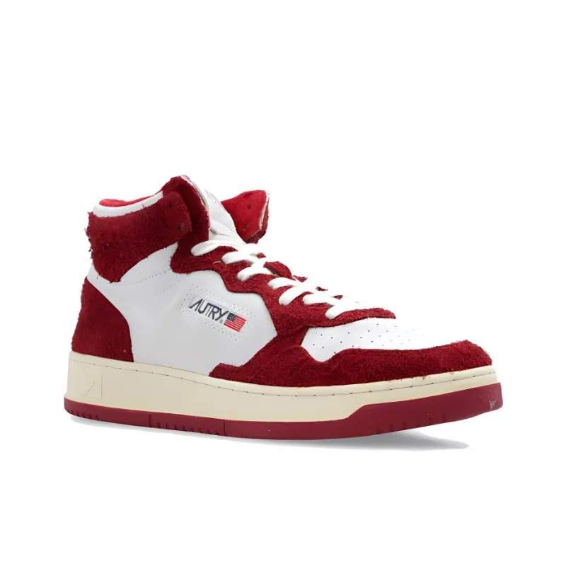 AUTRY High Top Skateboard Shoes Men White Red-4