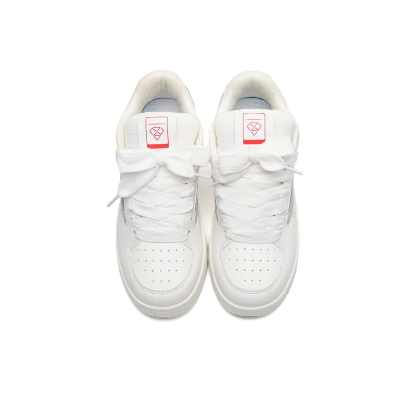 Z.SUO Slip-Resistant Lightweight Breathable Low-Top Skateboard Shoes Unisex White Gray Box Included-3