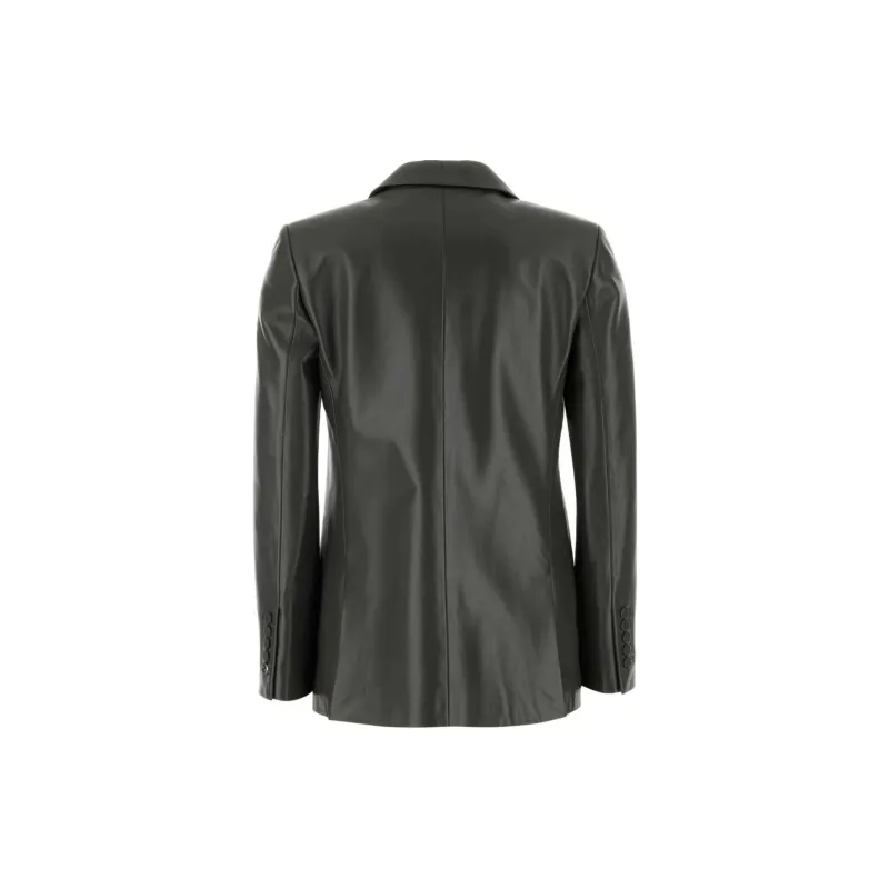 GUCCI Single-Breasted Leather Jacket-1