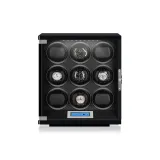 9 Watch Slot-Black Enamel Coating+Black Leather Strap