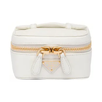 PRADA Leather Makeup Bag Women's White