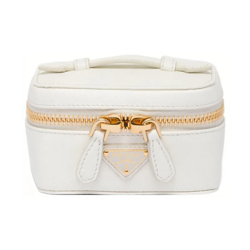 PRADA Leather Makeup Bag Women's White-0