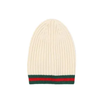 GUCCI Web Stripe Ribbed Knit Beanie