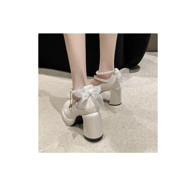HKCP Chunky Heel High Heels 9cm Women's-9