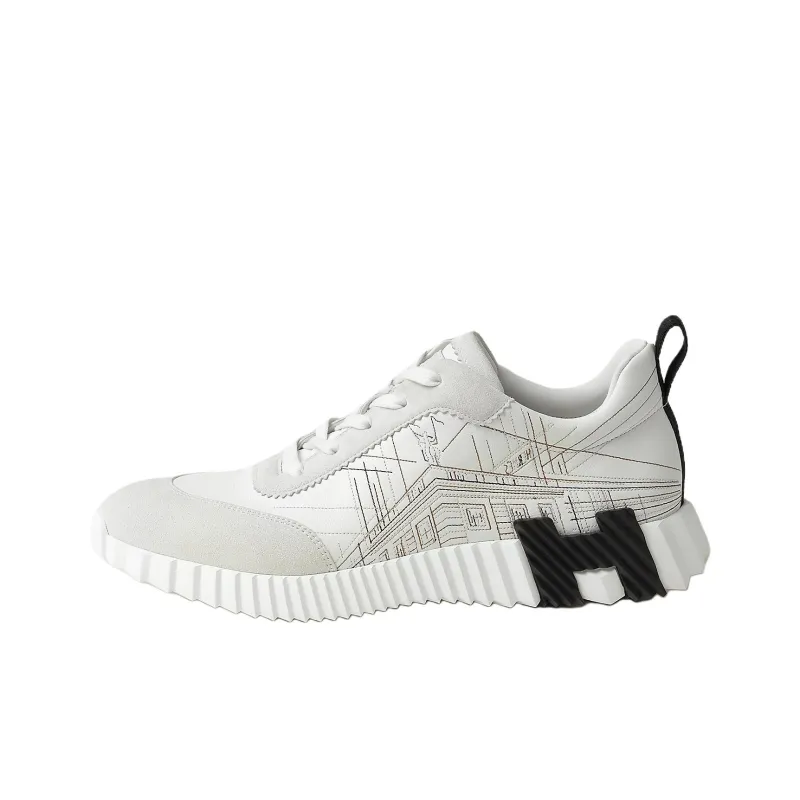 HERMES Bouncing Low Top Casual Shoes Men White-0