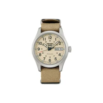 SEIKO Automatic/Manual Mechanical Movement Nylon Strap Watch Men's Watches Yellow Watch Dial SBSA199