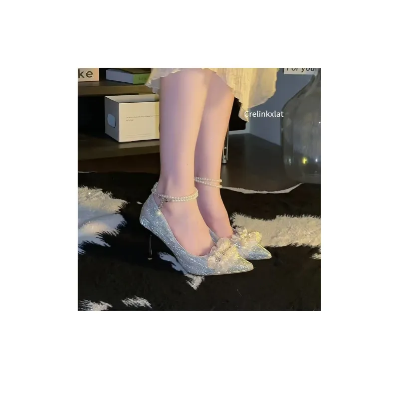 Crelinkxlat Slim Heel High Heels Women's Silver-8