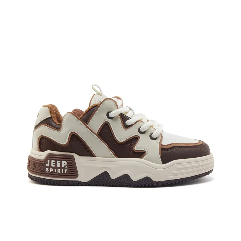JEEP SPIRIT Anti Slip And Wear Resistant Height Increasing Low Top Skateboard Shoes Men Brown-1