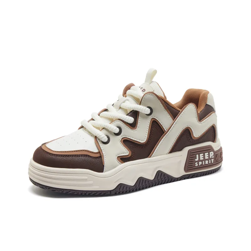 JEEP SPIRIT Anti Slip And Wear Resistant Height Increasing Low Top Skateboard Shoes Men Brown-2