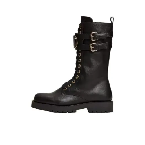 Twinset Oval T Leather Combat Boots