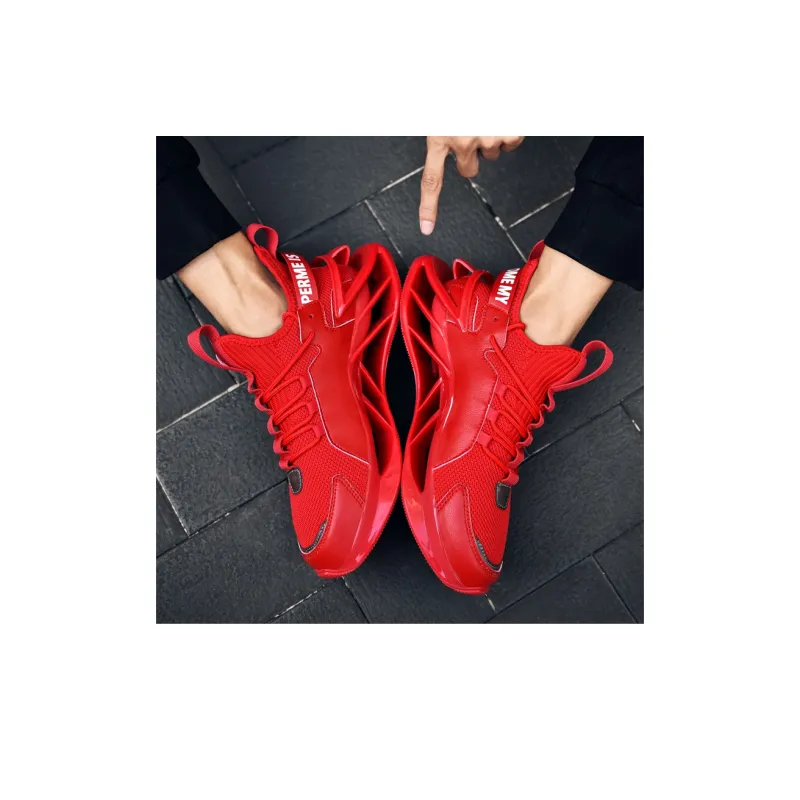 TONYBEAR Running Shoes Men Mid Top Red/Black-5