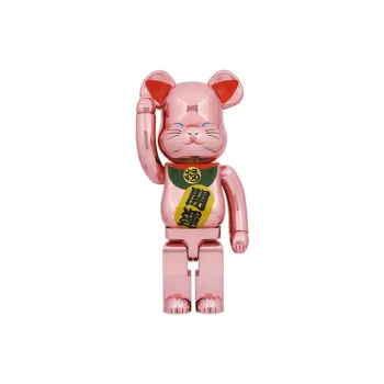 BE@RBRICK X Medicom Toy Maneki Neko Good Luck Peach Gold Plated