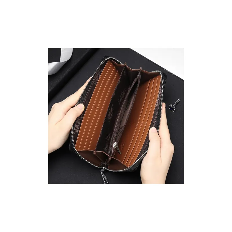 SEPTWOLVES Cow Leather Clutch Men Black-4