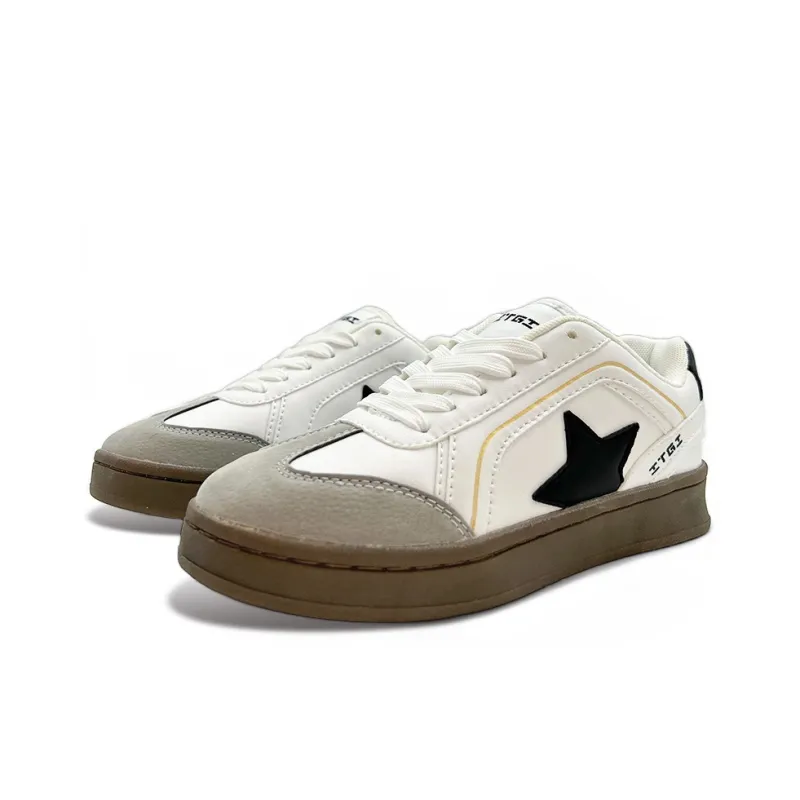 ITGI Anti Slip Wear Resistant Low Top Skateboard Shoes Unisex White Black Gray-2