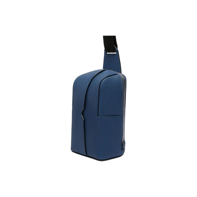 Valextra Calfskin Crossbody Bag, Shoulder Bag Mini Men Sapphire Blue-1