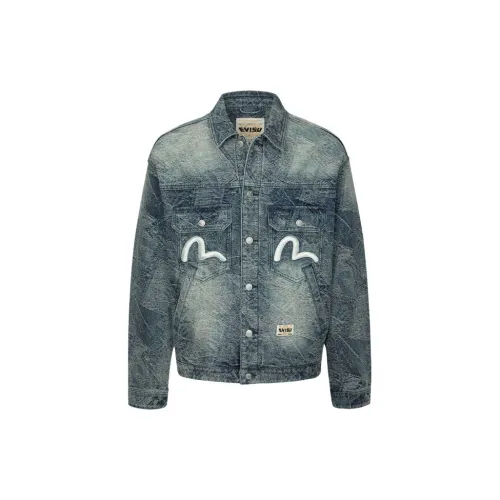 EVISU Denim Jackets Men Denim Blue