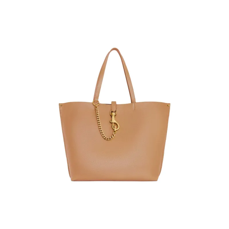 REBECCA MINKOFF Genuine Leather Tote Bag Shopping Bag Handbag Large Size Women's Natural-0
