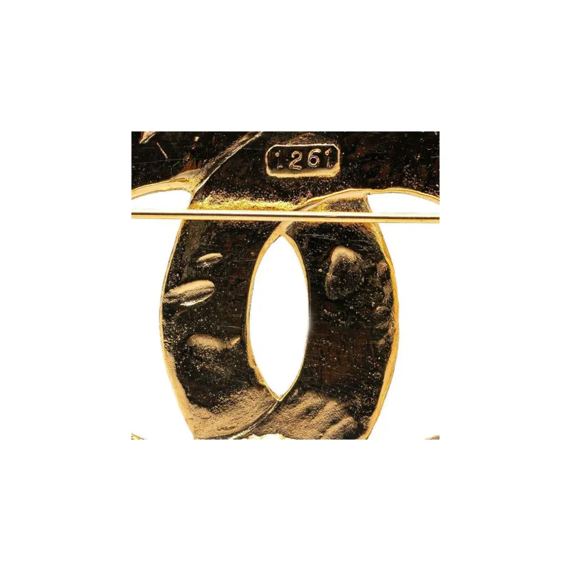 CHANEL 2009 Plated Cc Costume Brooch-2
