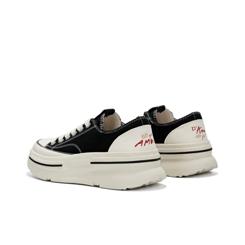 ELLE Anti Slip And Wear Resistant Height Increasing Low Top Canvas Shoes Women's-2