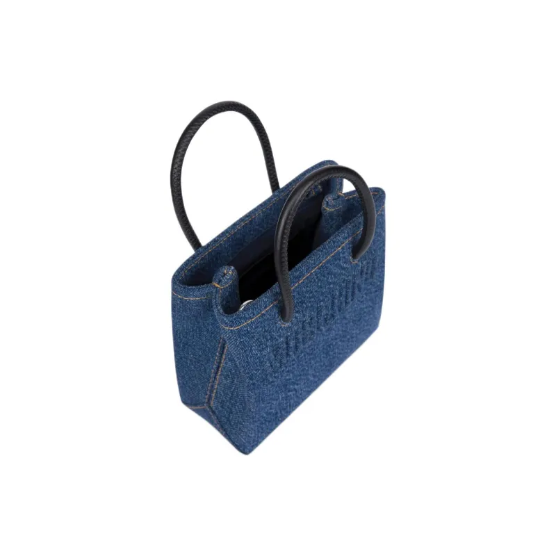 MOSCHINO Cotton Tote Bag, Shopping Bag, Shoulder Bag, Crossbody Bag, Handbag Mini Women's Blue-2