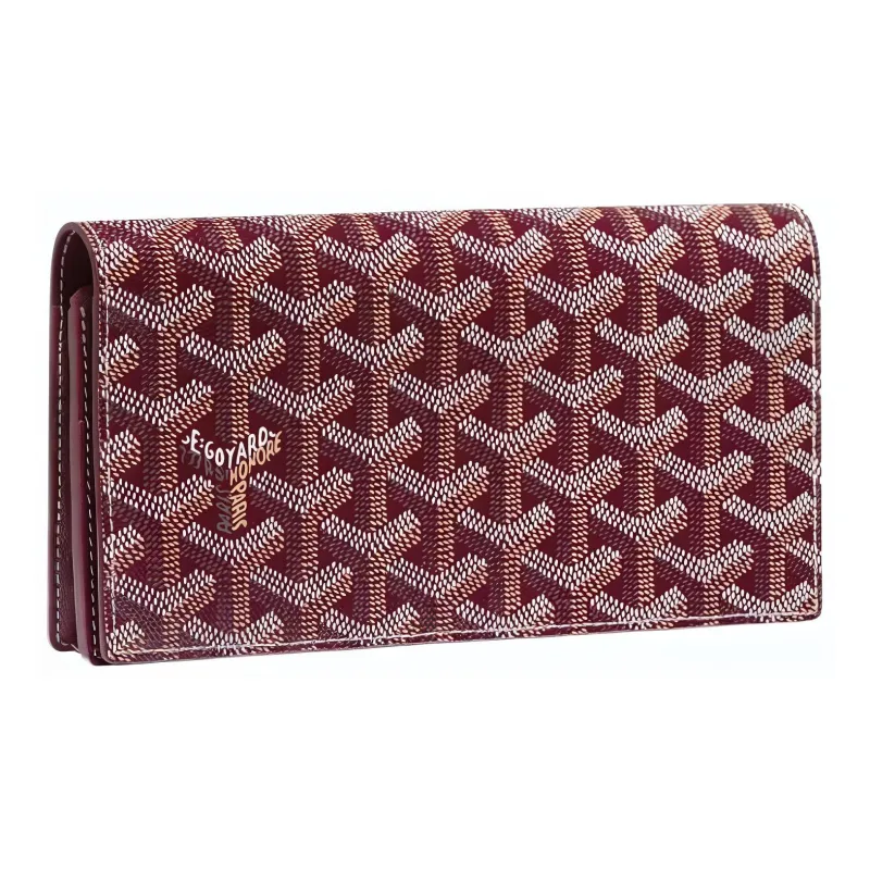 GOYARD RICHELIEU Canvas With Leather Wallet Unisex Burgundy-0