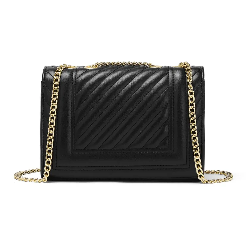 ST&SAT Synthetic Leather Shoulder Bag Crossbody Bag Shoulder Bag Women's Black/Ecru-1
