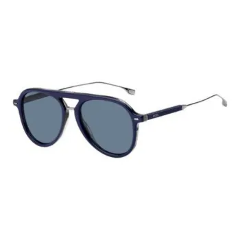 HUGO BOSS Acetate Irregular Shape Sunglasses Men Blue