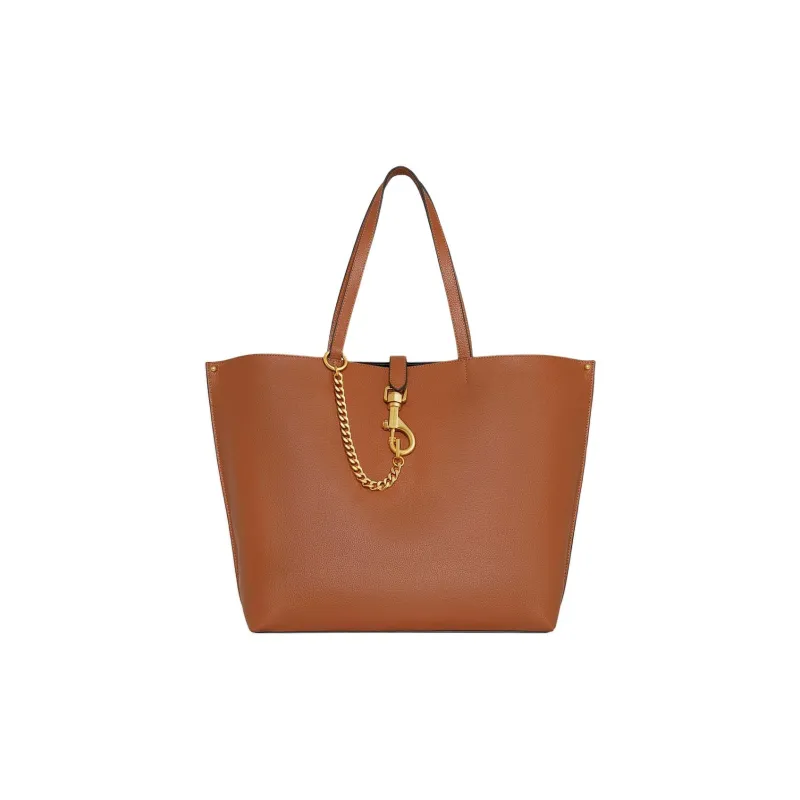 REBECCA MINKOFF Genuine Leather Tote Bag Shopping Bag Handbag Large Size Women's Caramel-0