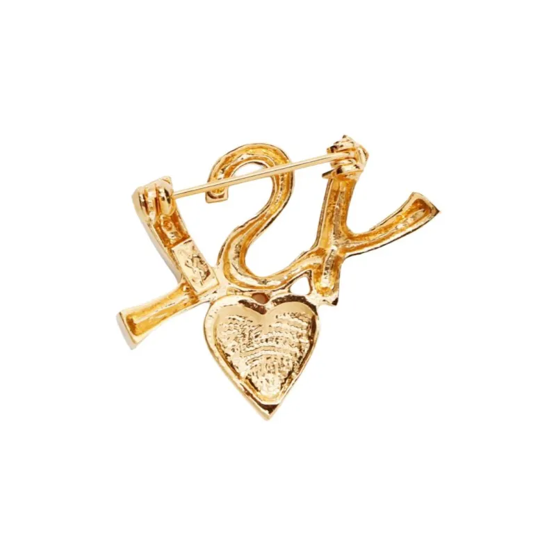SAINT LAURENT Ysl Rhinestone Brooch-2