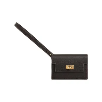 HERMES Kelly Pocket Chamkila Goat Skin Clutches Wallets Women's 3S Macassar Ebony